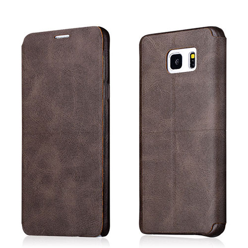 Leather Case Stands Flip Cover L03 for Samsung Galaxy Note 5 N9200 N920 N920F Brown