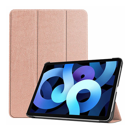 Leather Case Stands Flip Cover L03 Holder for Apple iPad Air 5 10.9 (2022) Rose Gold