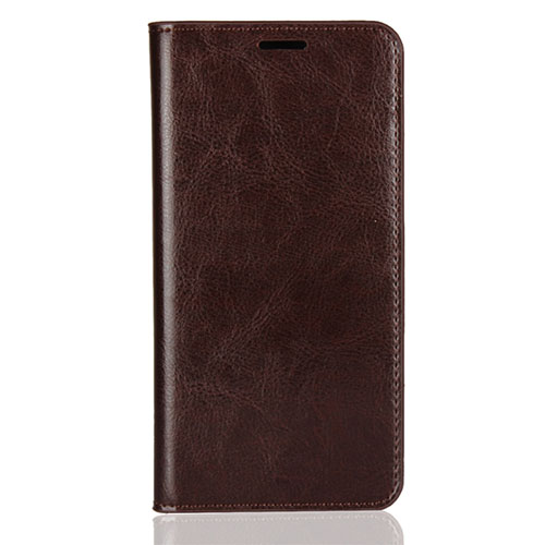 Leather Case Stands Flip Cover L03 Holder for Huawei Enjoy 8 Plus Brown