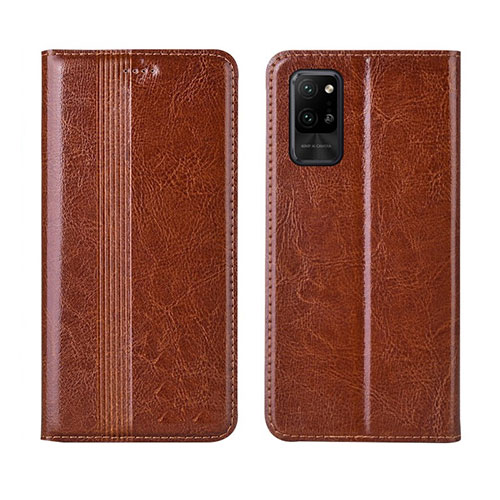 Leather Case Stands Flip Cover L03 Holder for Huawei Honor Play4 Pro 5G Light Brown