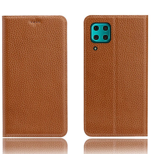 Leather Case Stands Flip Cover L03 Holder for Huawei Nova 6 SE Orange