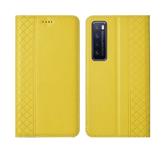 Leather Case Stands Flip Cover L03 Holder for Huawei Nova 7 5G Yellow