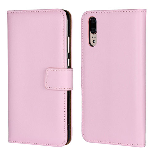 Leather Case Stands Flip Cover L03 Holder for Huawei P20 Pink