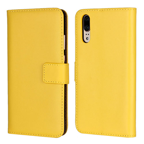 Leather Case Stands Flip Cover L03 Holder for Huawei P20 Yellow