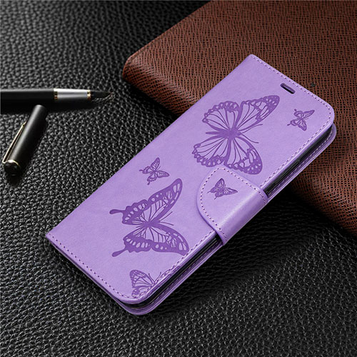 Leather Case Stands Flip Cover L03 Holder for Huawei Y7p Purple