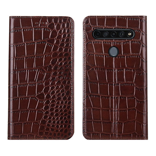 Leather Case Stands Flip Cover L03 Holder for LG K41S Brown