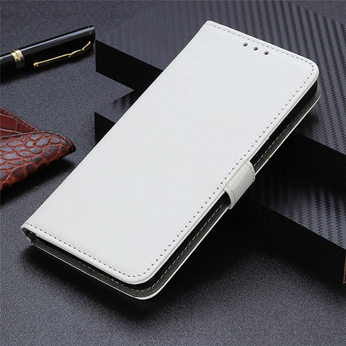 Leather Case Stands Flip Cover L03 Holder for Motorola Moto G9 Plus White