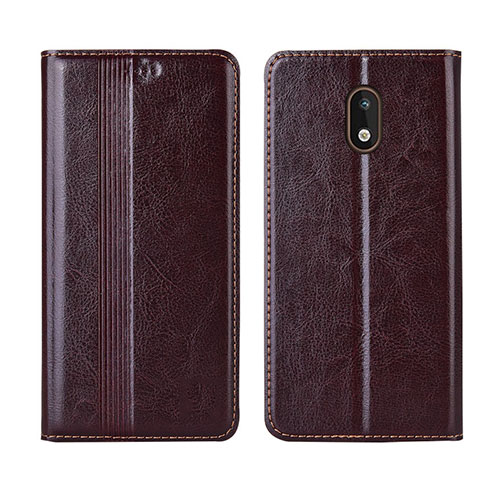 Leather Case Stands Flip Cover L03 Holder for Nokia 1.3 Brown