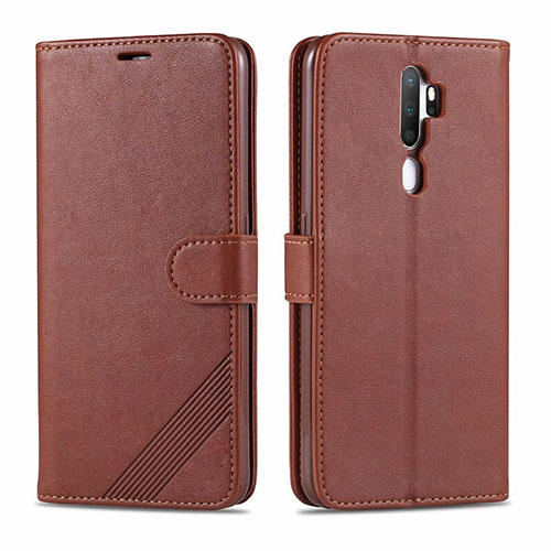Leather Case Stands Flip Cover L03 Holder for Oppo A11X Brown