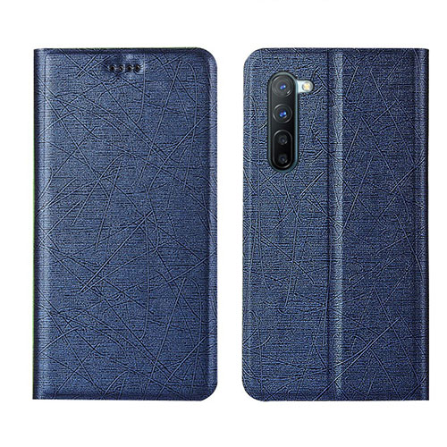 Leather Case Stands Flip Cover L03 Holder for Oppo F15 Blue