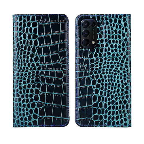 Leather Case Stands Flip Cover L03 Holder for Oppo Reno5 Pro 5G Blue