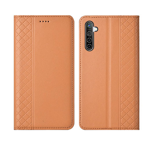 Leather Case Stands Flip Cover L03 Holder for Realme X2 Orange