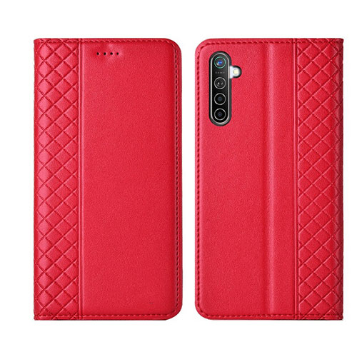 Leather Case Stands Flip Cover L03 Holder for Realme X2 Red