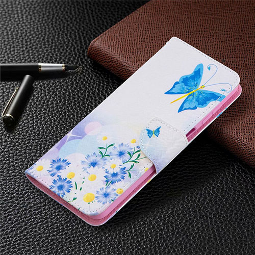 Leather Case Stands Flip Cover L03 Holder for Samsung Galaxy A12 Mint Blue