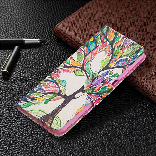 Leather Case Stands Flip Cover L03 Holder for Samsung Galaxy F12 Beige