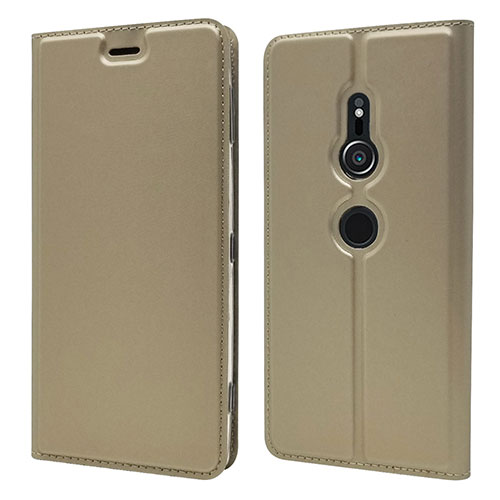 Leather Case Stands Flip Cover L03 Holder for Sony Xperia XZ2 Gold