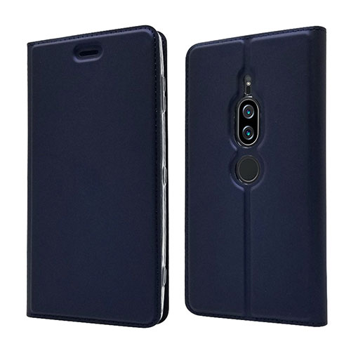 Leather Case Stands Flip Cover L03 Holder for Sony Xperia XZ2 Premium Blue