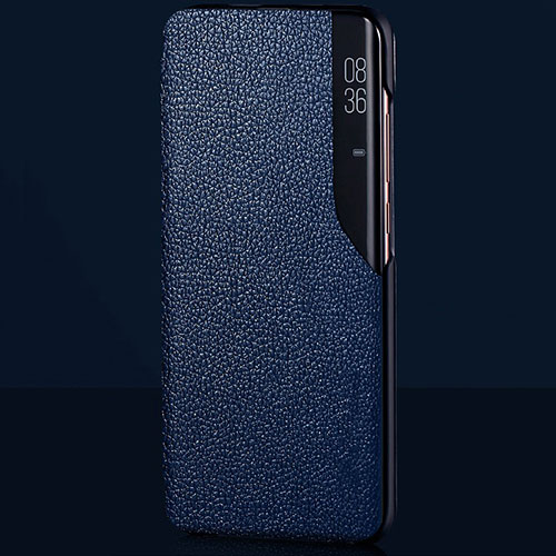 Leather Case Stands Flip Cover L03 Holder for Xiaomi Mi 10 Blue