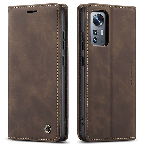 Leather Case Stands Flip Cover L03 Holder for Xiaomi Mi 12 5G Brown