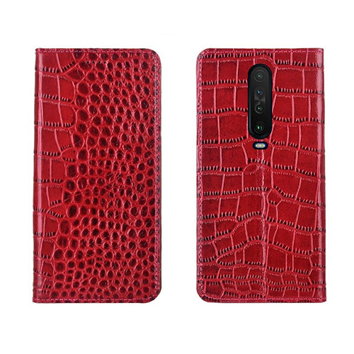 Leather Case Stands Flip Cover L03 Holder for Xiaomi Poco X2 Red