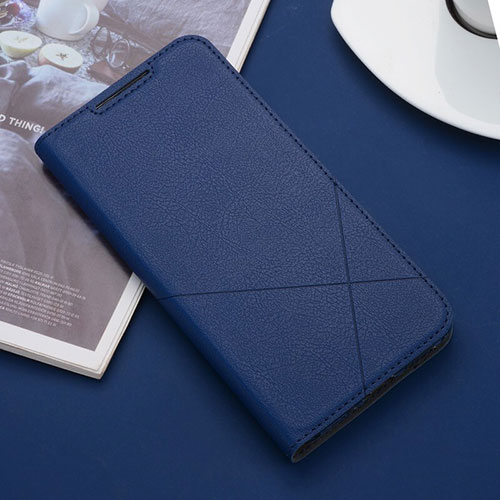 Leather Case Stands Flip Cover L03 Holder for Xiaomi Redmi 8 Blue