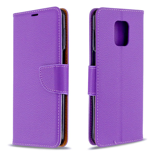 Leather Case Stands Flip Cover L03 Holder for Xiaomi Redmi Note 9 Pro Purple