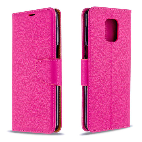 Leather Case Stands Flip Cover L03 Holder for Xiaomi Redmi Note 9S Hot Pink