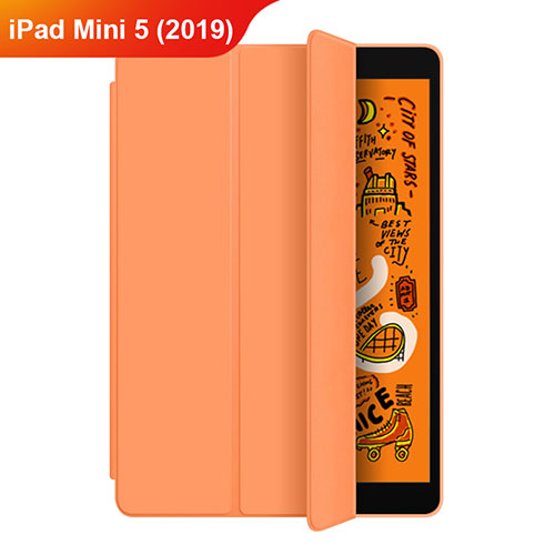 Leather Case Stands Flip Cover L04 for Apple iPad Mini 5 (2019) Orange