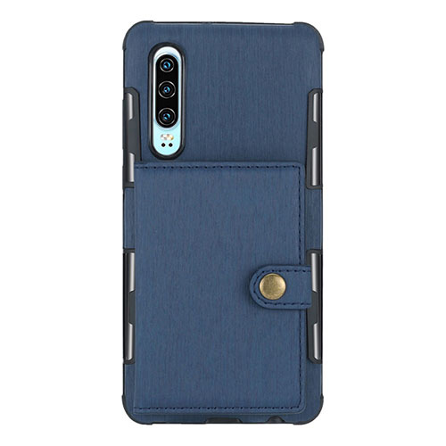 Leather Case Stands Flip Cover L04 for Huawei P30 Blue