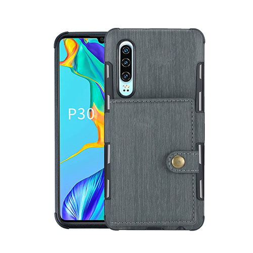 Leather Case Stands Flip Cover L04 for Huawei P30 Dark Gray