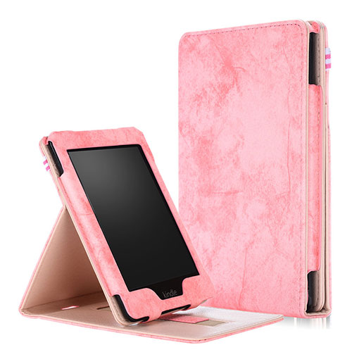 Leather Case Stands Flip Cover L04 Holder for Amazon Kindle Paperwhite 6 inch Pink