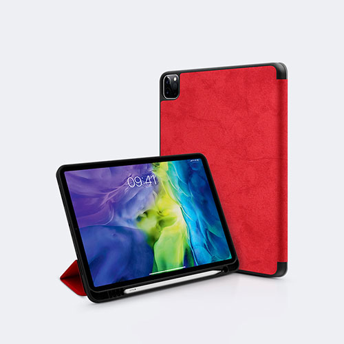 Leather Case Stands Flip Cover L04 Holder for Apple iPad Pro 12.9 (2022) Red