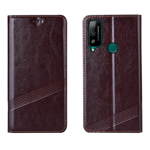 Leather Case Stands Flip Cover L04 Holder for Huawei Honor Play4T Brown