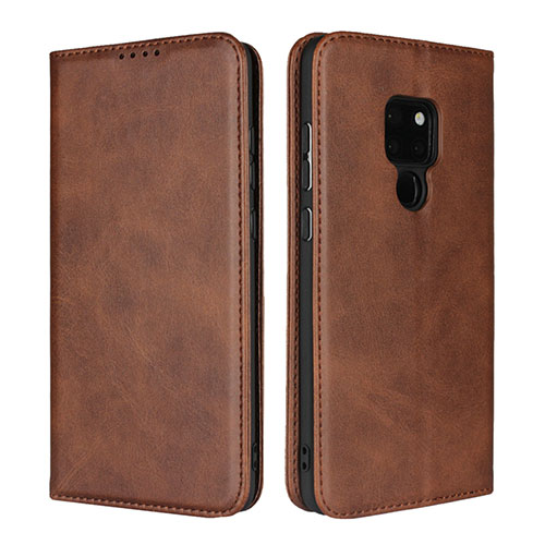 Leather Case Stands Flip Cover L04 Holder for Huawei Mate 20 Brown