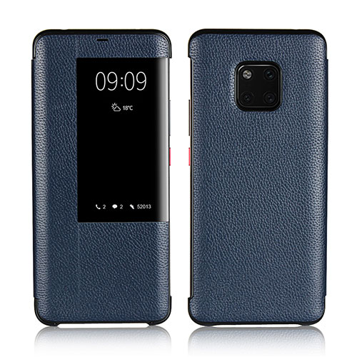 Leather Case Stands Flip Cover L04 Holder for Huawei Mate 20 Pro Blue