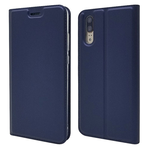 Leather Case Stands Flip Cover L04 Holder for Huawei P20 Blue