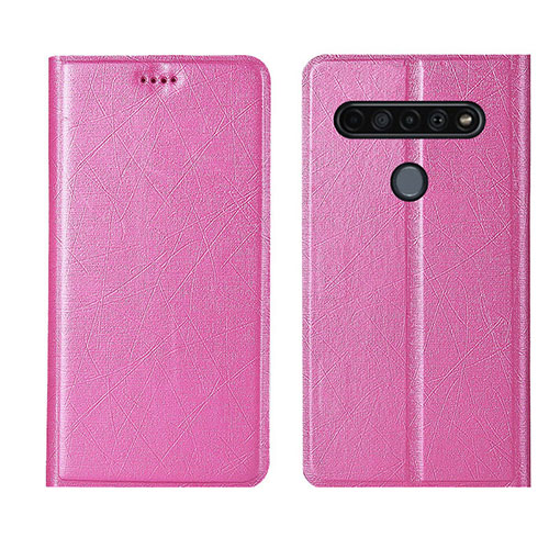 Leather Case Stands Flip Cover L04 Holder for LG K61 Pink