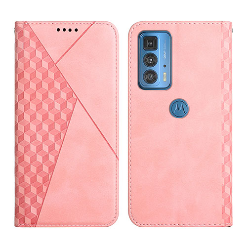 Leather Case Stands Flip Cover L04 Holder for Motorola Moto Edge 20 Pro 5G Pink