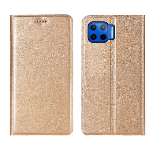 Leather Case Stands Flip Cover L04 Holder for Motorola Moto G 5G Plus Gold