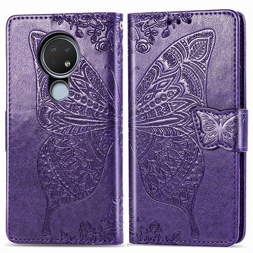 Leather Case Stands Flip Cover L04 Holder for Nokia 7.2 Purple