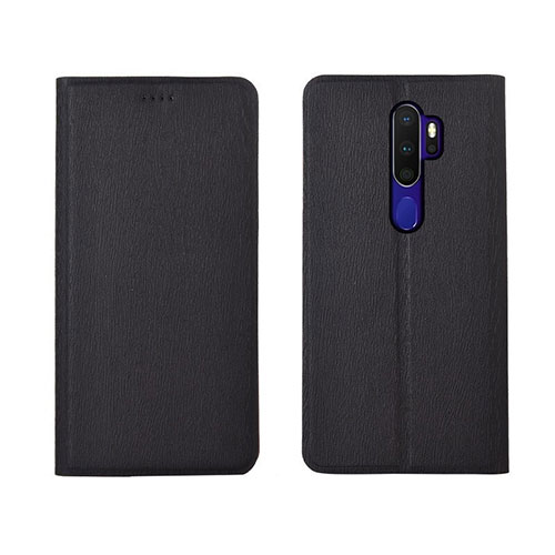 Leather Case Stands Flip Cover L04 Holder for Oppo A11 Black