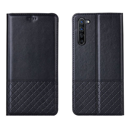 Leather Case Stands Flip Cover L04 Holder for Oppo F15 Black