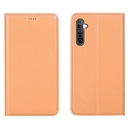 Leather Case Stands Flip Cover L04 Holder for Realme XT Orange