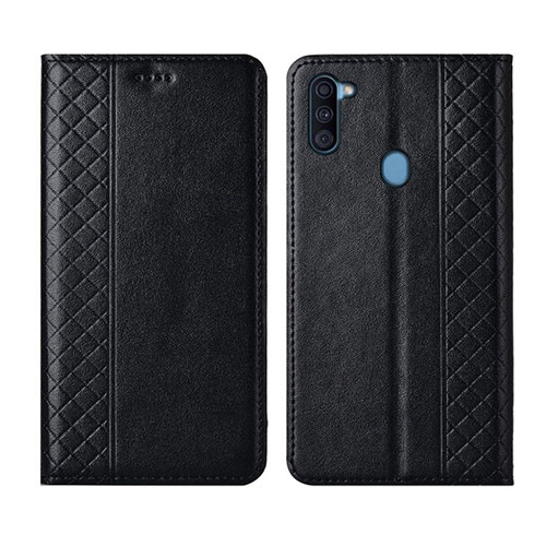 Leather Case Stands Flip Cover L04 Holder for Samsung Galaxy A11 Black