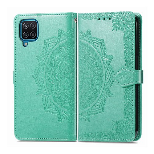 Leather Case Stands Flip Cover L04 Holder for Samsung Galaxy A12 Matcha Green