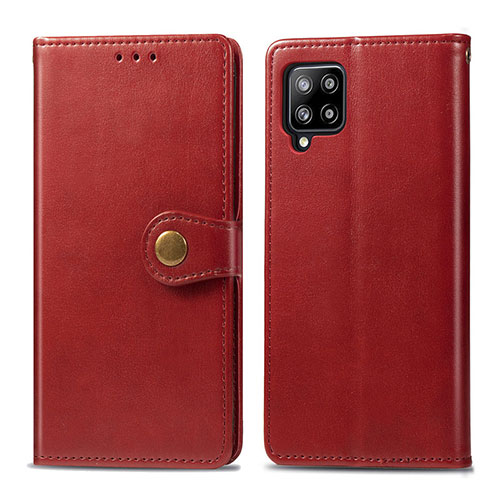 Leather Case Stands Flip Cover L04 Holder for Samsung Galaxy A42 5G Red