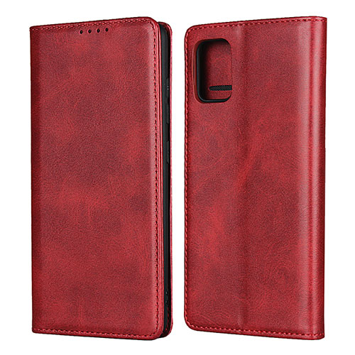 Leather Case Stands Flip Cover L04 Holder for Samsung Galaxy M40S Red