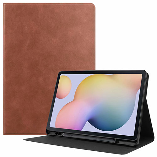 Leather Case Stands Flip Cover L04 Holder for Samsung Galaxy Tab S7 11 Wi-Fi SM-T870 Brown