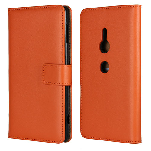 Leather Case Stands Flip Cover L04 Holder for Sony Xperia XZ2 Orange