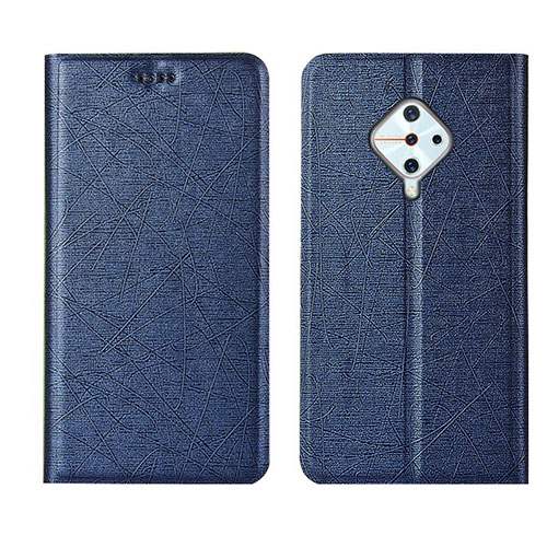 Leather Case Stands Flip Cover L04 Holder for Vivo S1 Pro Blue